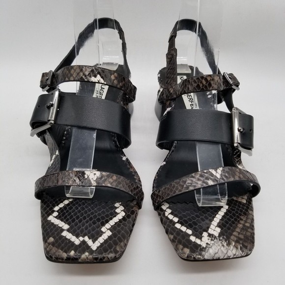 Karl Lagerfeld Womens Brown Black Snake Print Slingback Block Heel Sandal  6.5 M - Picture 2 of 7
